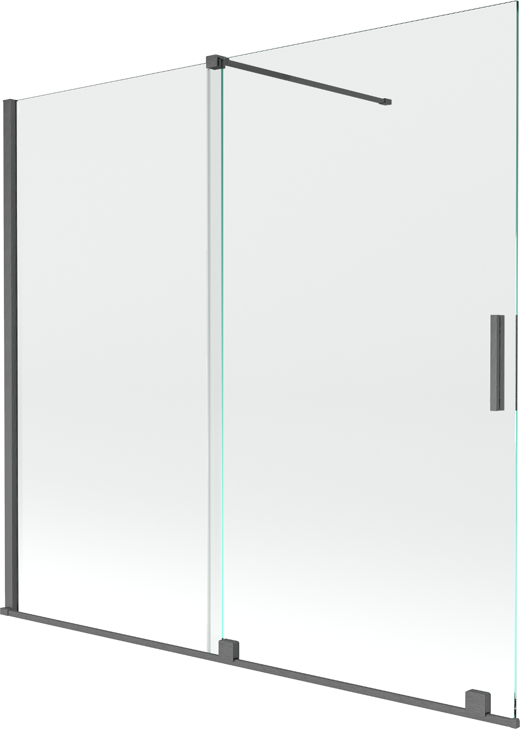 Mexen Velar parawan nawannowy 2-skrzydłowy rozsuwany 170 x 160 cm, transparent, gun gray szczotkowany - 896-170-000-01-66