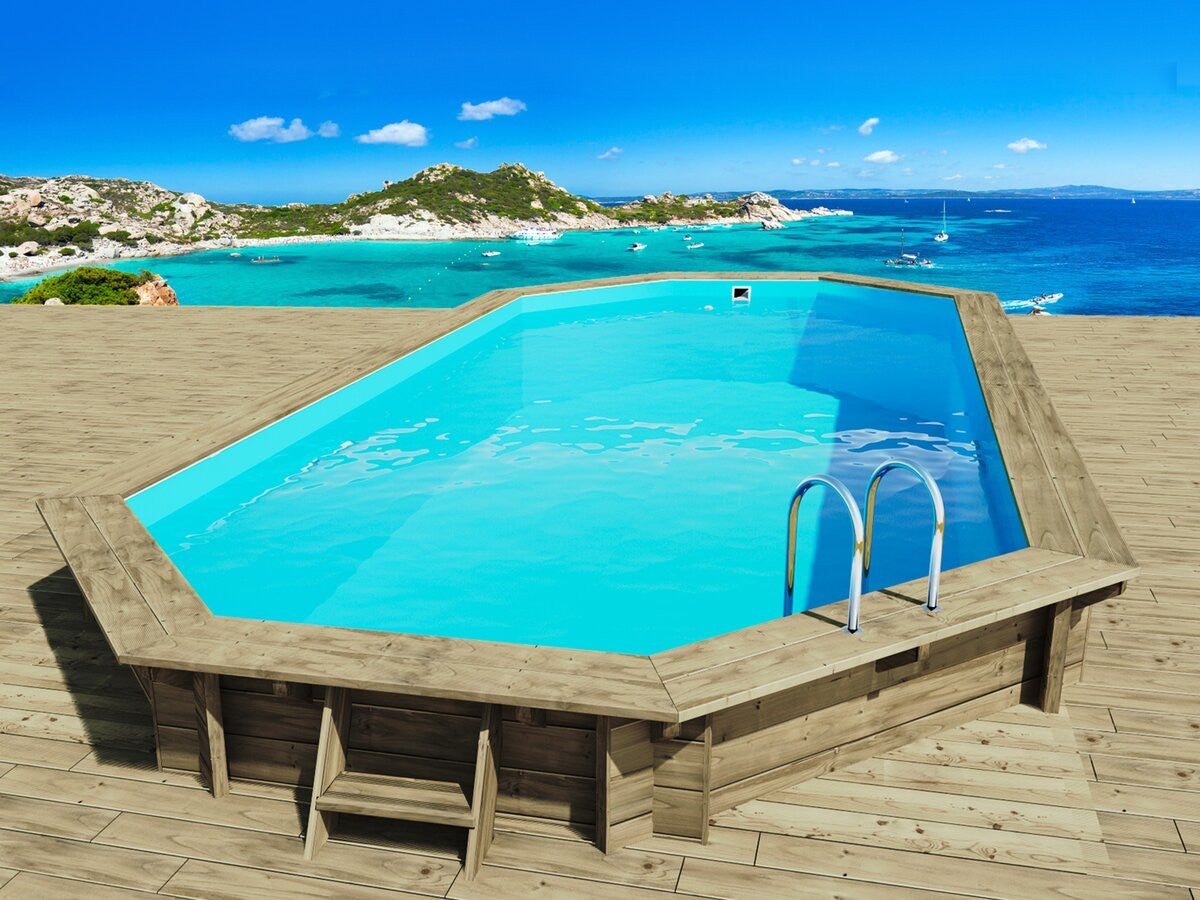 Piscine hors sol bois, Sevilla 130, 8.57 x 4.57 x 1.31 m + Pompe à chaleur 6 kw/h inverter PowerLine by Hayward, Noir - 3