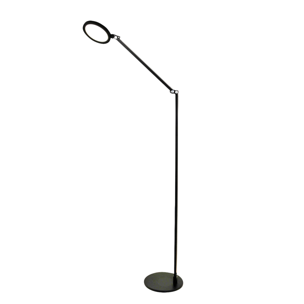 Regina - Regulowana czarna lampa podłogowa LED z metalu, wys. 135 cm Fabas Luce - Zintegrowane oświetlenie LED 9W CCT (3000K 4000K 5000K 6000K)