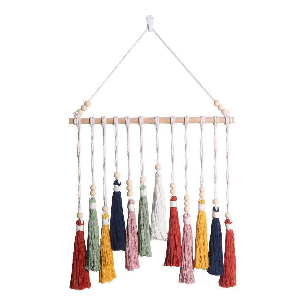 XQZMD – Organiseur Mural 3 Niveaux Corde Coton Tressée Jaune – Rangement Suspendu Avec Crochets Porte, Boho Cuisine Salle De Bain Chambre