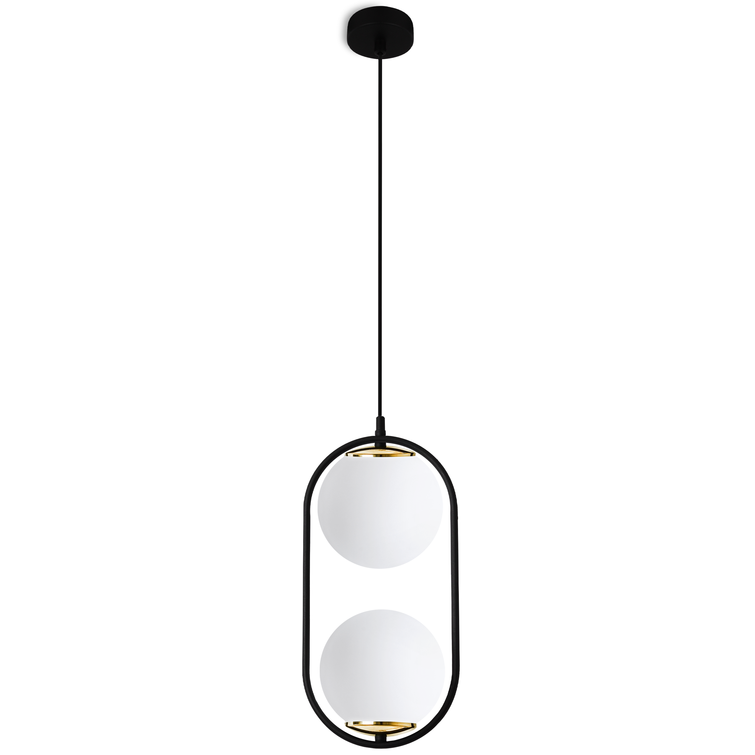 Lampa sufitowa wisząca Luna Duo modern czarna/złota 1xE14 klosz kula biała Light Home LH