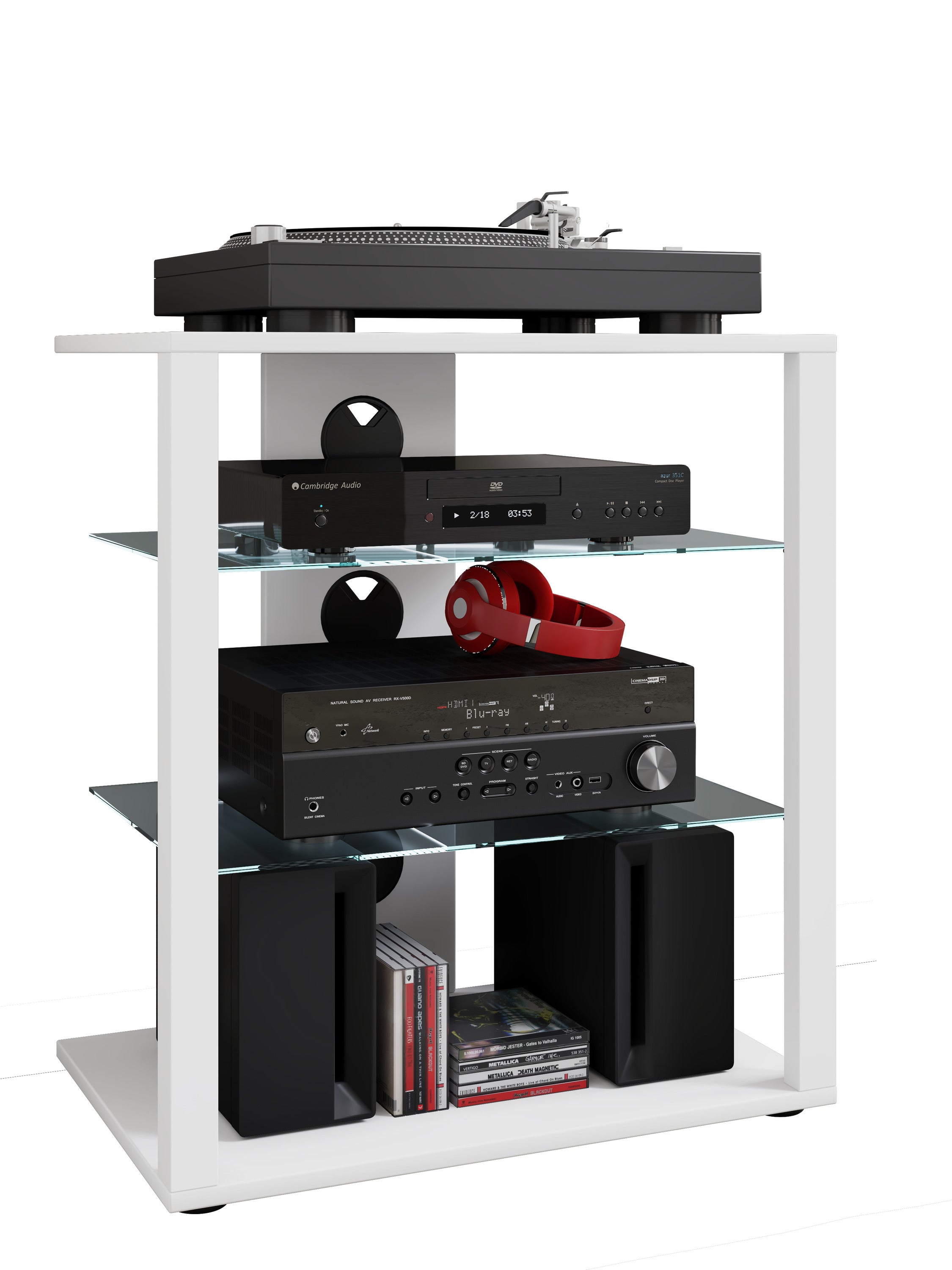 VCM Meble hifi Folas Biały H. 70 x B. 60 x T. 41 cm