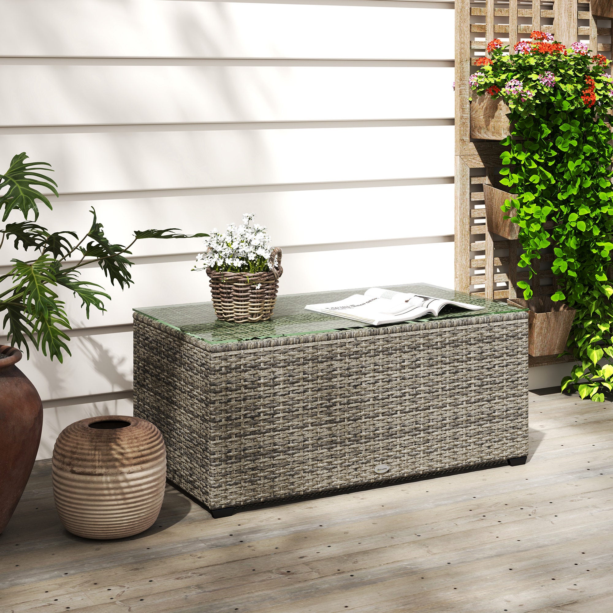 Table basse de jardin résine tressée Outsunny - 9