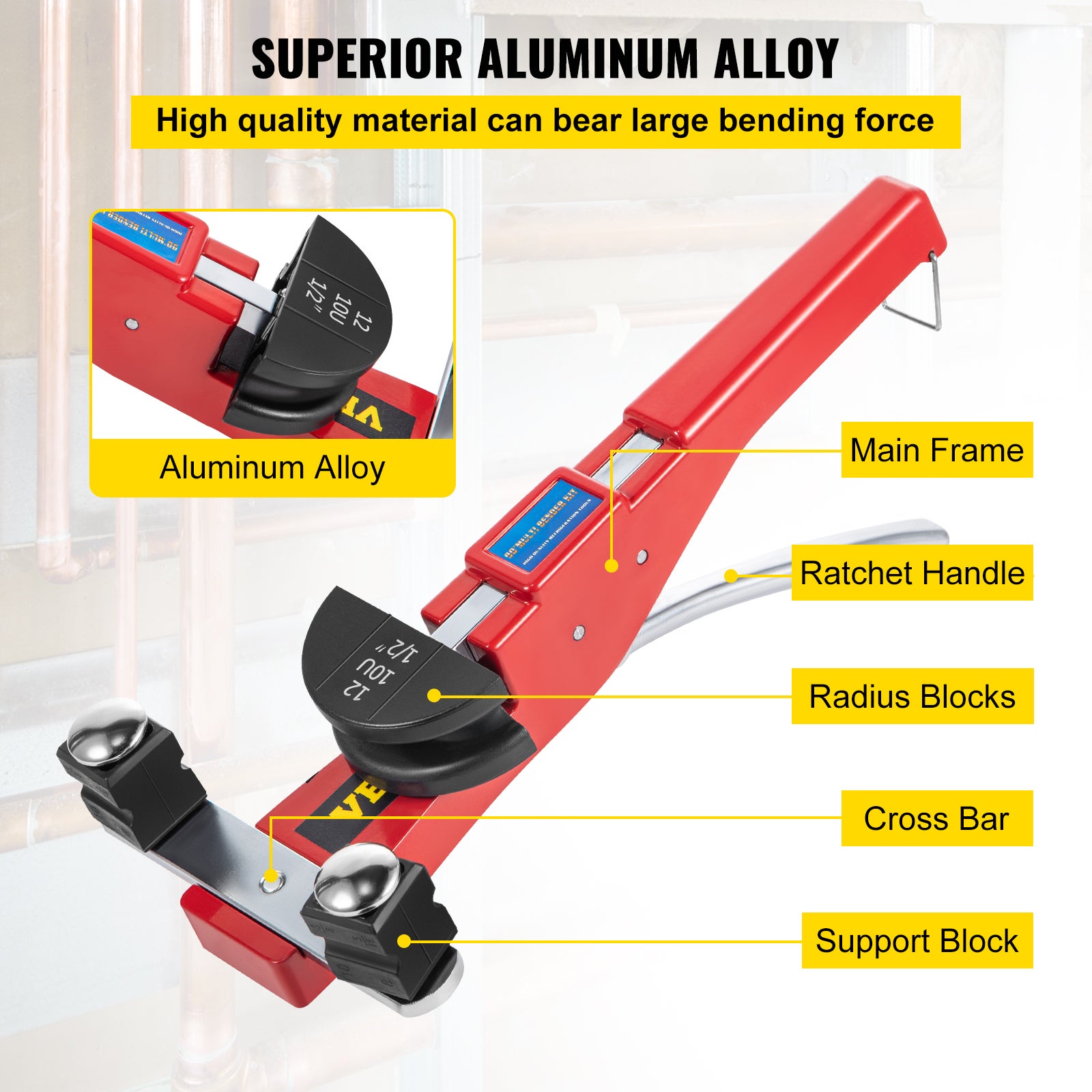 Kit Piegatrice Manuale Tubo,SucceBuy 7 Teste 1/4