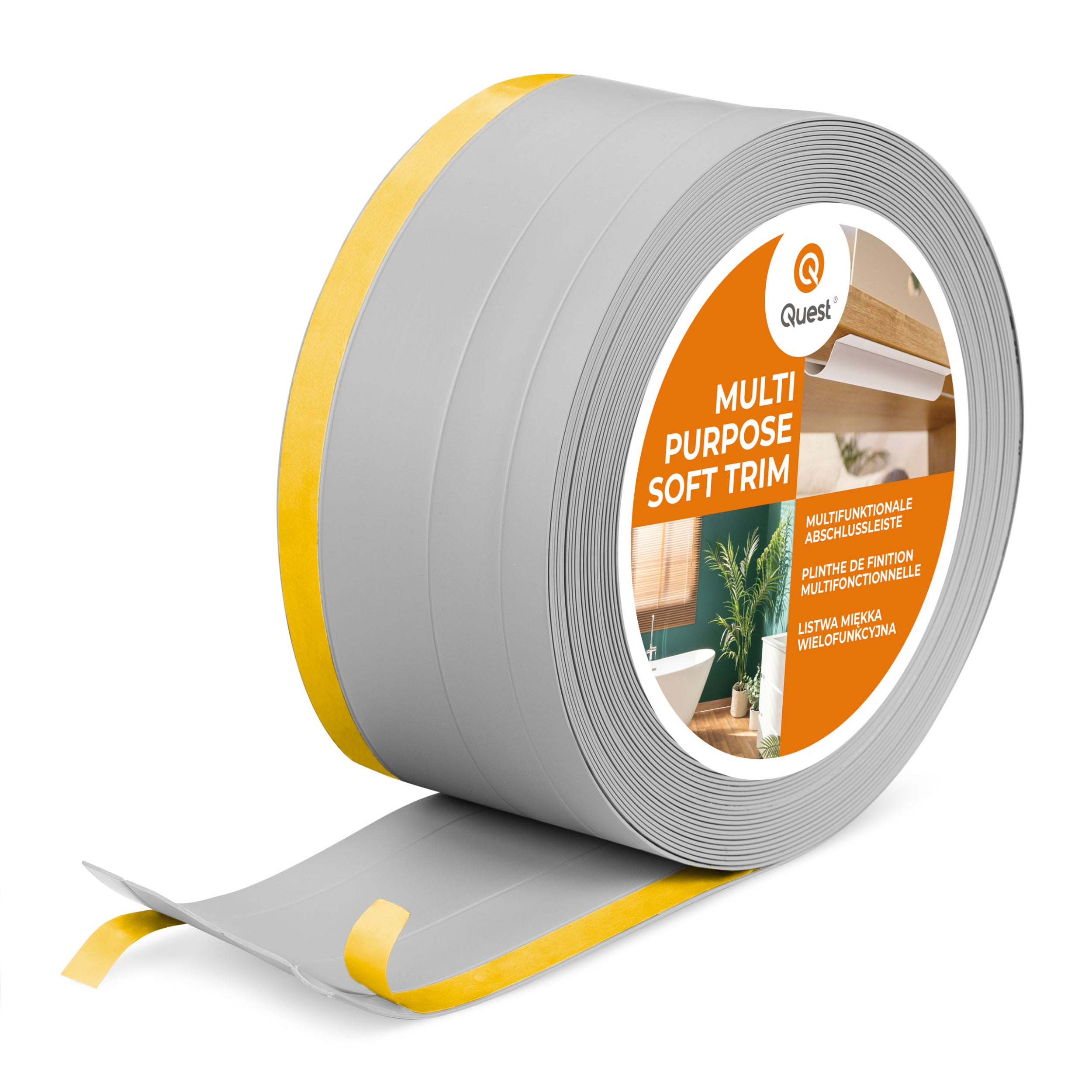 Listwa wykończeniowa PVC 4w1 samoprzylepna 120 mm - elastyczna, uniwersalna - 15 m, szara