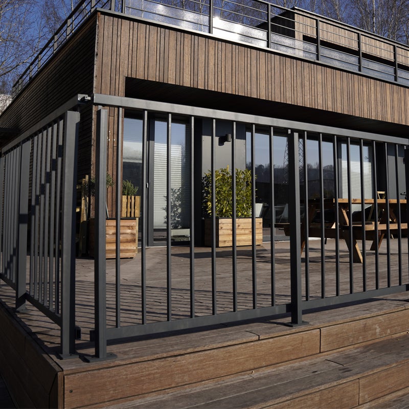 Poteau de garde-corps aluminium gris anthracite pose à plat, Lynea KORDO - 5