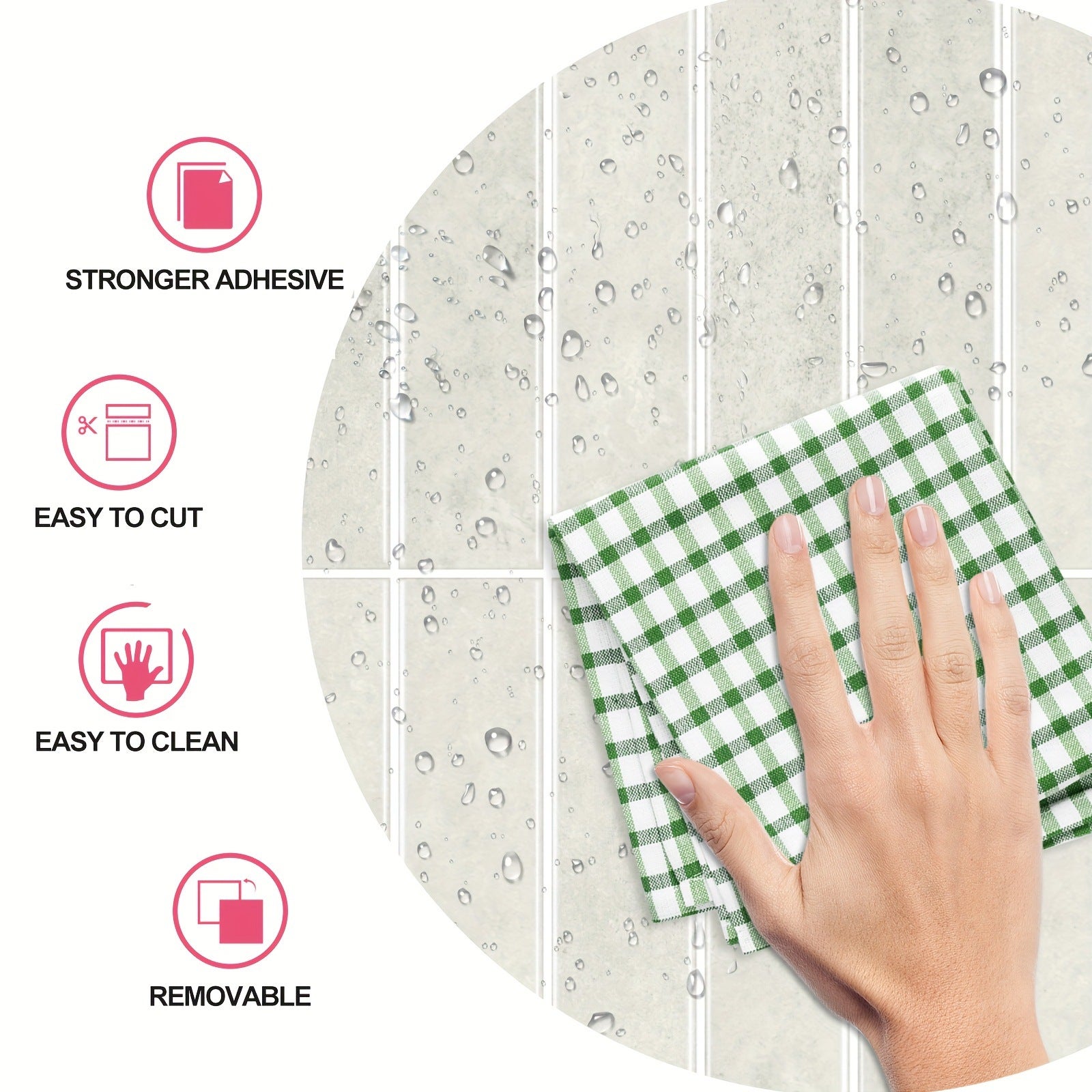 12 autocollants muraux stratifiés imitation carreaux de céramique Autocollants imperméables faits main à coller soi-même SCQ1754-2（30.5x30.5cm） - 4