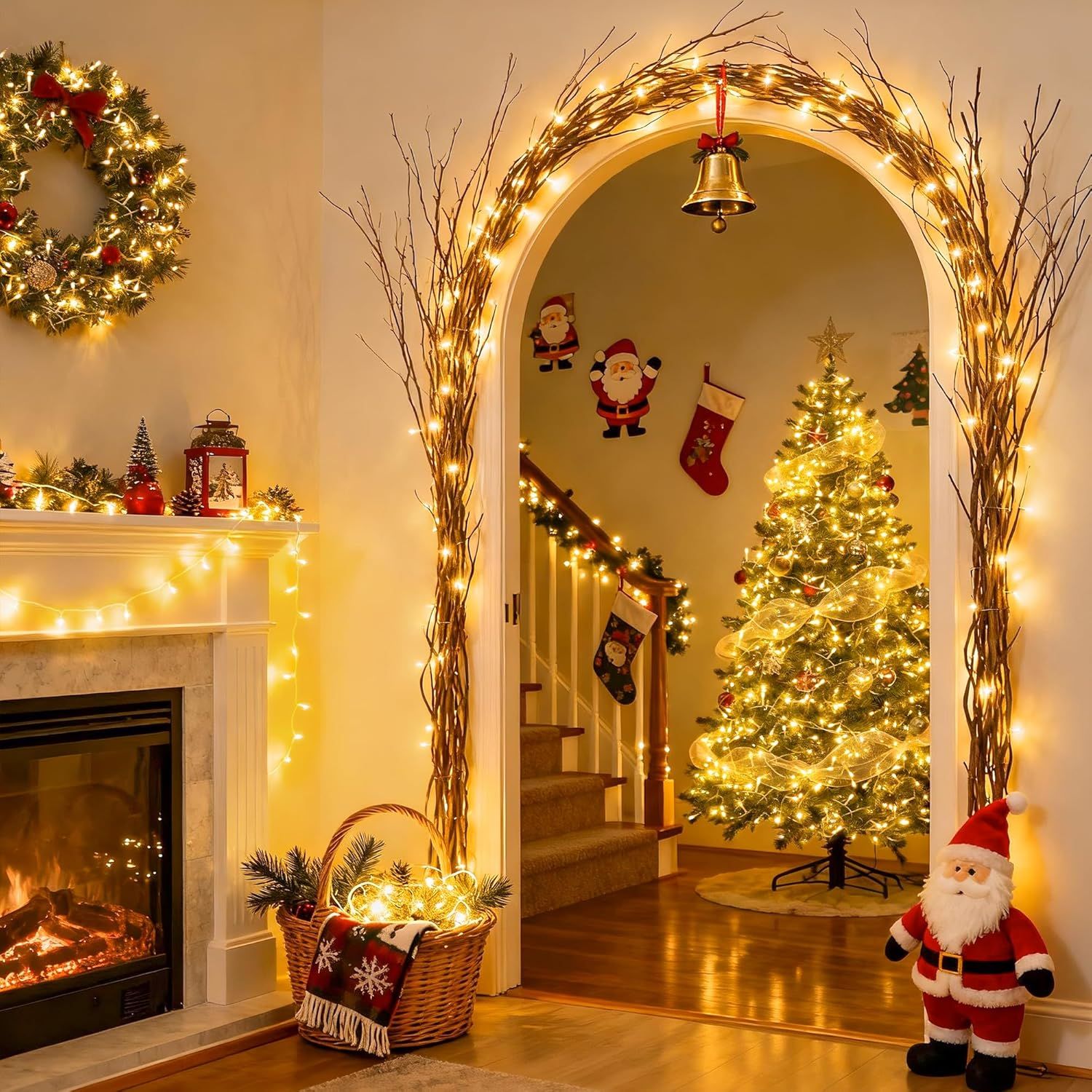 Guirnalda de luces LED navideñas para interior y exterior, 10 m - 80 LED, Luces para árbol de Navidad, funciona con pilas, resistente al agua, 8 modos - 2