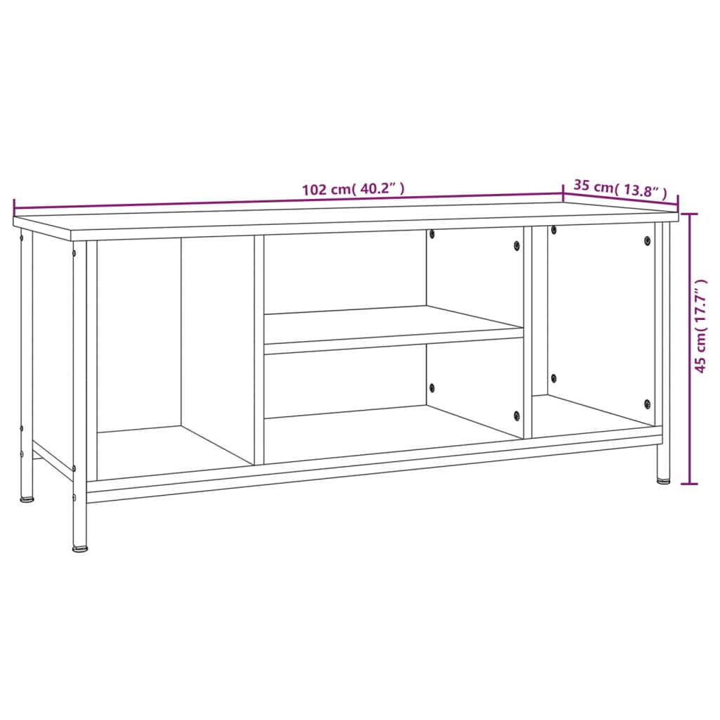 Meuble TV sonoma gris 102x35x45 cm bois d'ingénierie - 9