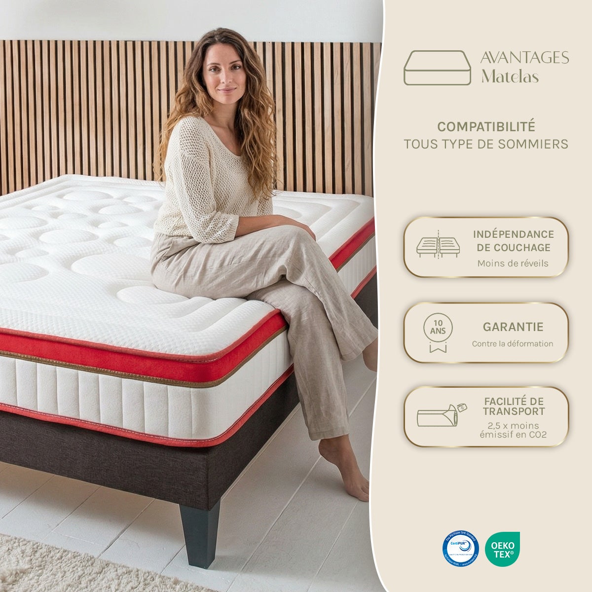 Matelas Suprême Mousse Haute densité Accueil Mémoire de forme+ sommier gris + accessoires - 140 x 200 cm - 5
