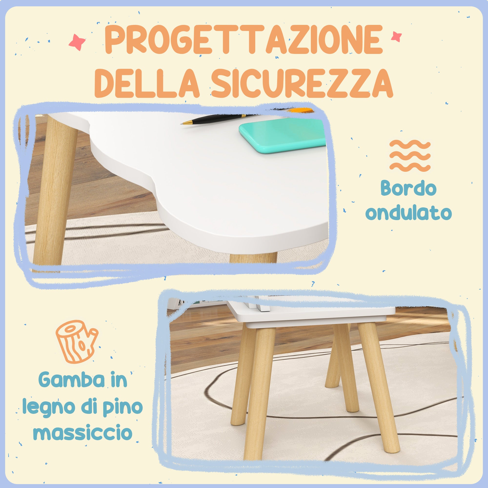 Table Enfant 3 6 Ans Avec 2 Chaises Dossier Couronne MDF Pin Massif Set ...