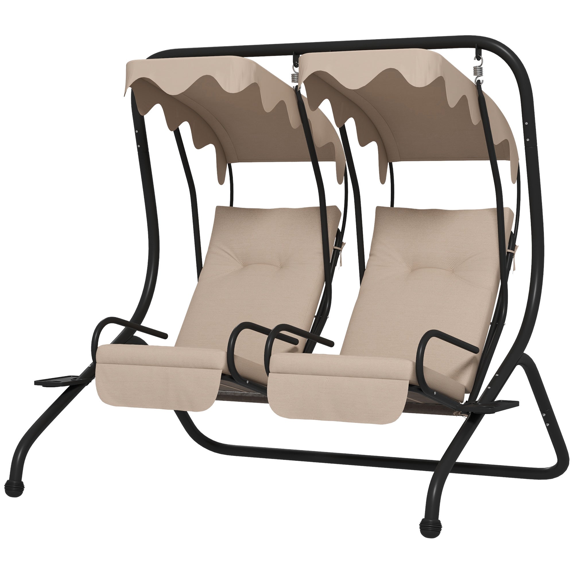 Balançoire de jardin Hollywood, résistante aux intempéries, 2 tailles disponibles, 2 porte-gobelets, 170 cm x 136 cm x 170 cm, beige - 2