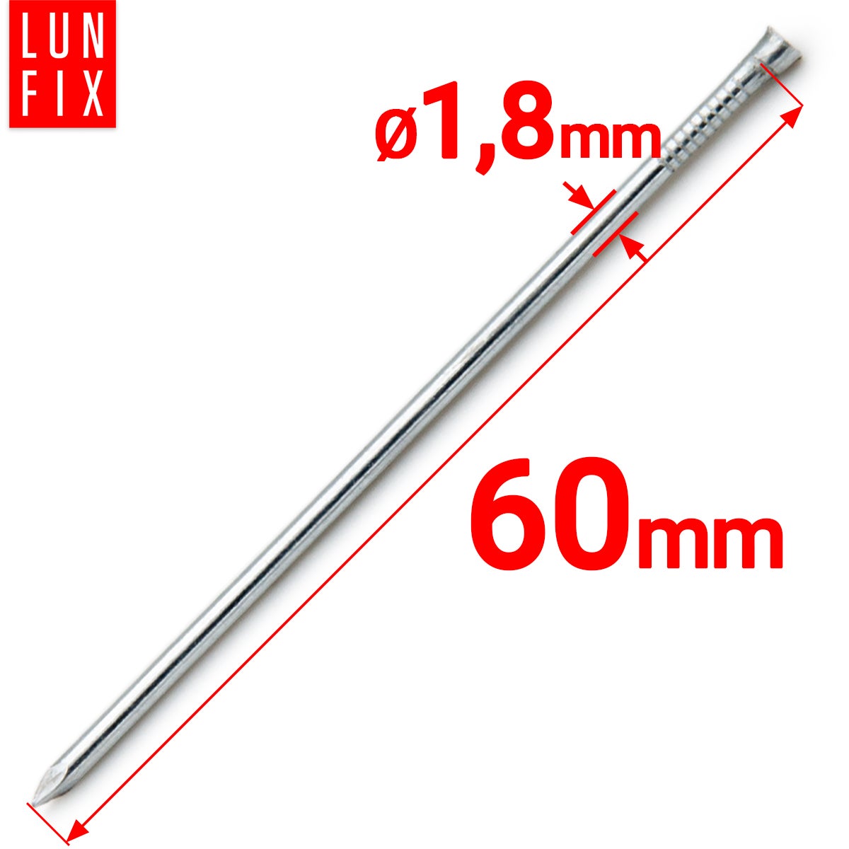 Gwoździe stolarskie 1,8x60 mm srebrne 5kg ok. 4150szt. - 2