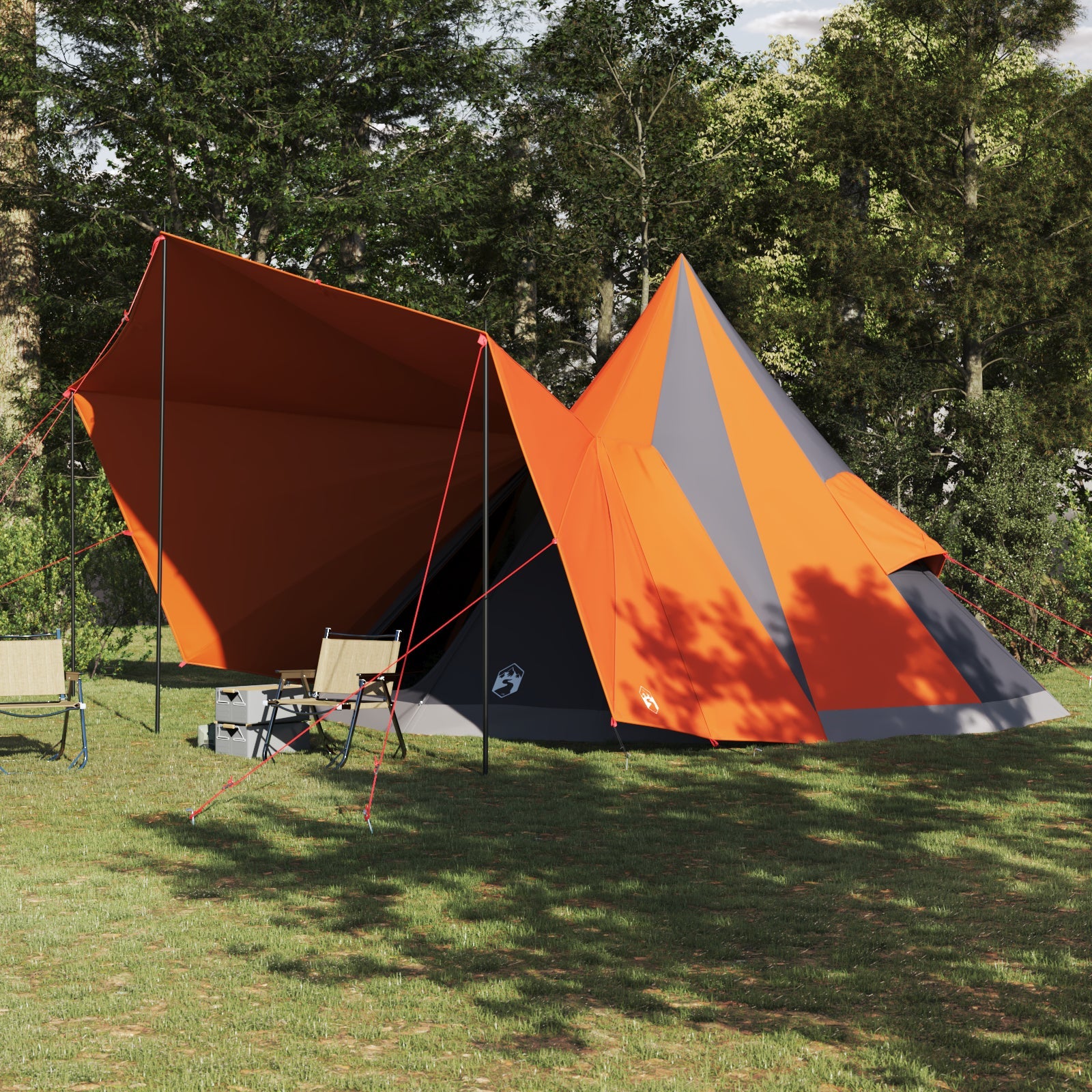 Rodzinny namiot tipi Szary i pomarańczowy 510 x 690 x 330 cm