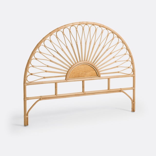 Tête De Lit Rotin Éventail - Marron / Noir - 160x80x2 Cm - Gift Decor - Neuve