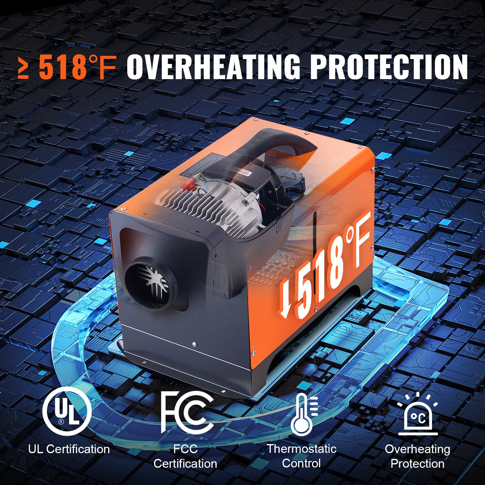 Chauffage à air diesel tout-en-un,SucceBuy 12 V 5 kW avec télécommande LCD,pour voiture,camping-car,intérieur - 7