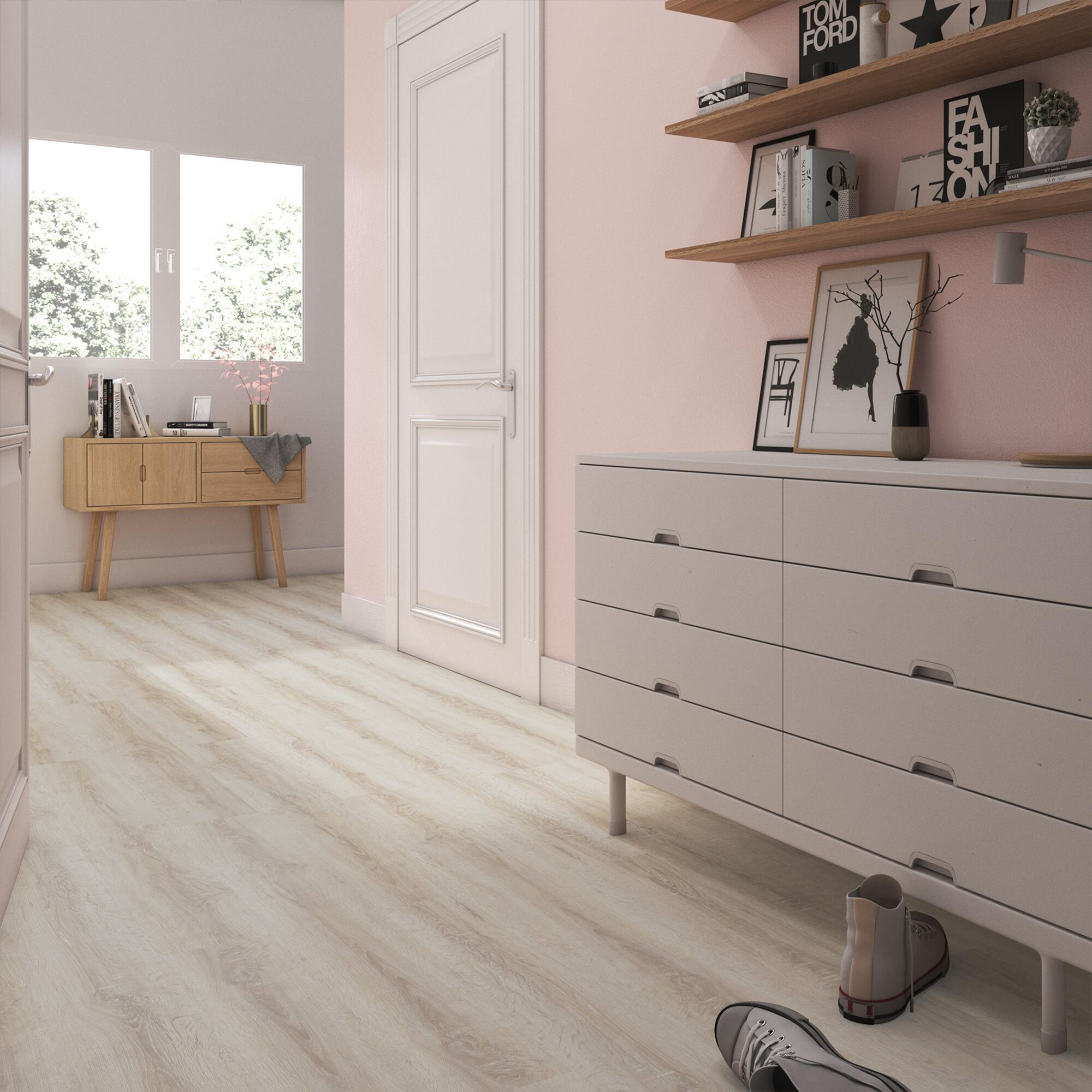 ARTENS - Échantillon de lame PVC - 28 x 15 cm - Sol PVC à clipser TELMEN2 avec sous-couche intégrée - INTENSO EXTREM - Effet bois beige naturel - - 6