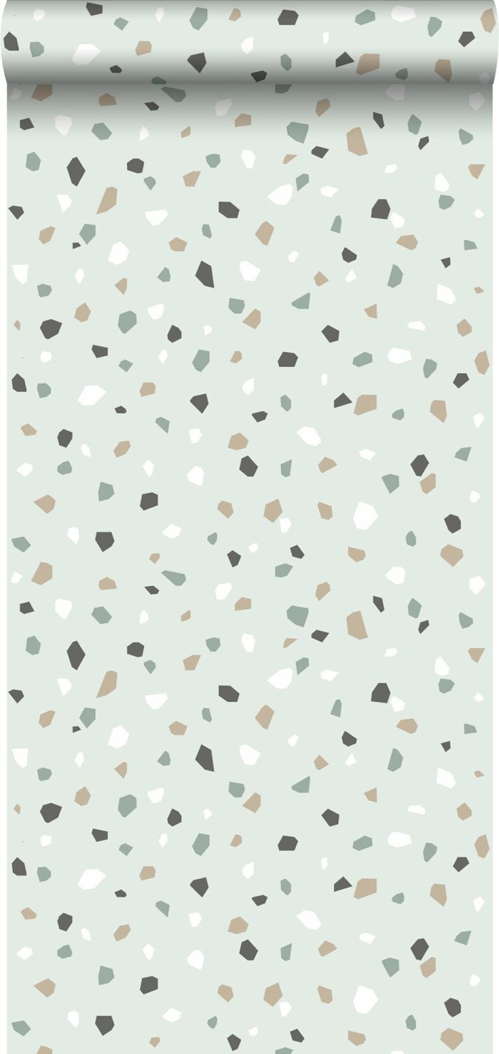 Papel pintado terrazo menta verde - 0,53 x 10,05 m - walls4you