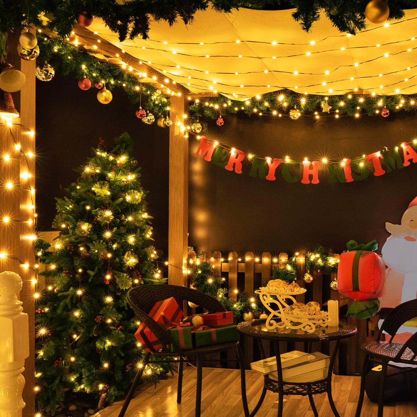 Guirlande lumineuse d'extérieur 200 m - 2000 LED, Guirlandes lumineuses de Noël avec télécommande, Intensité variable, 8 modes, étanchéité IP44 - 7
