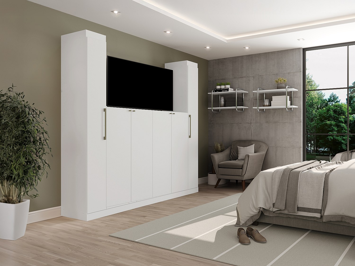 Armadio a ponte L206 cm Bianco - ANTERO - 2