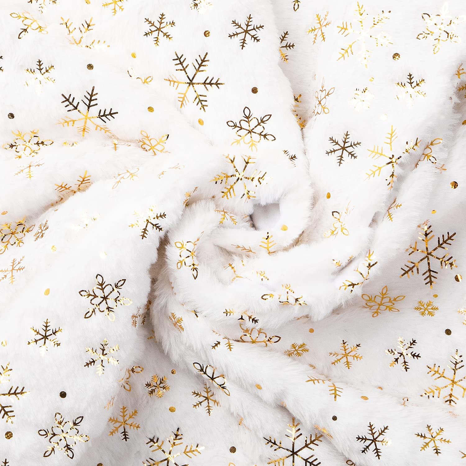 Saia para árvore de Natal, base para árvore de Natal, tapete para árvore de Natal, lantejoulas douradas em forma de floco de neve (branco, 78 cm) - 3