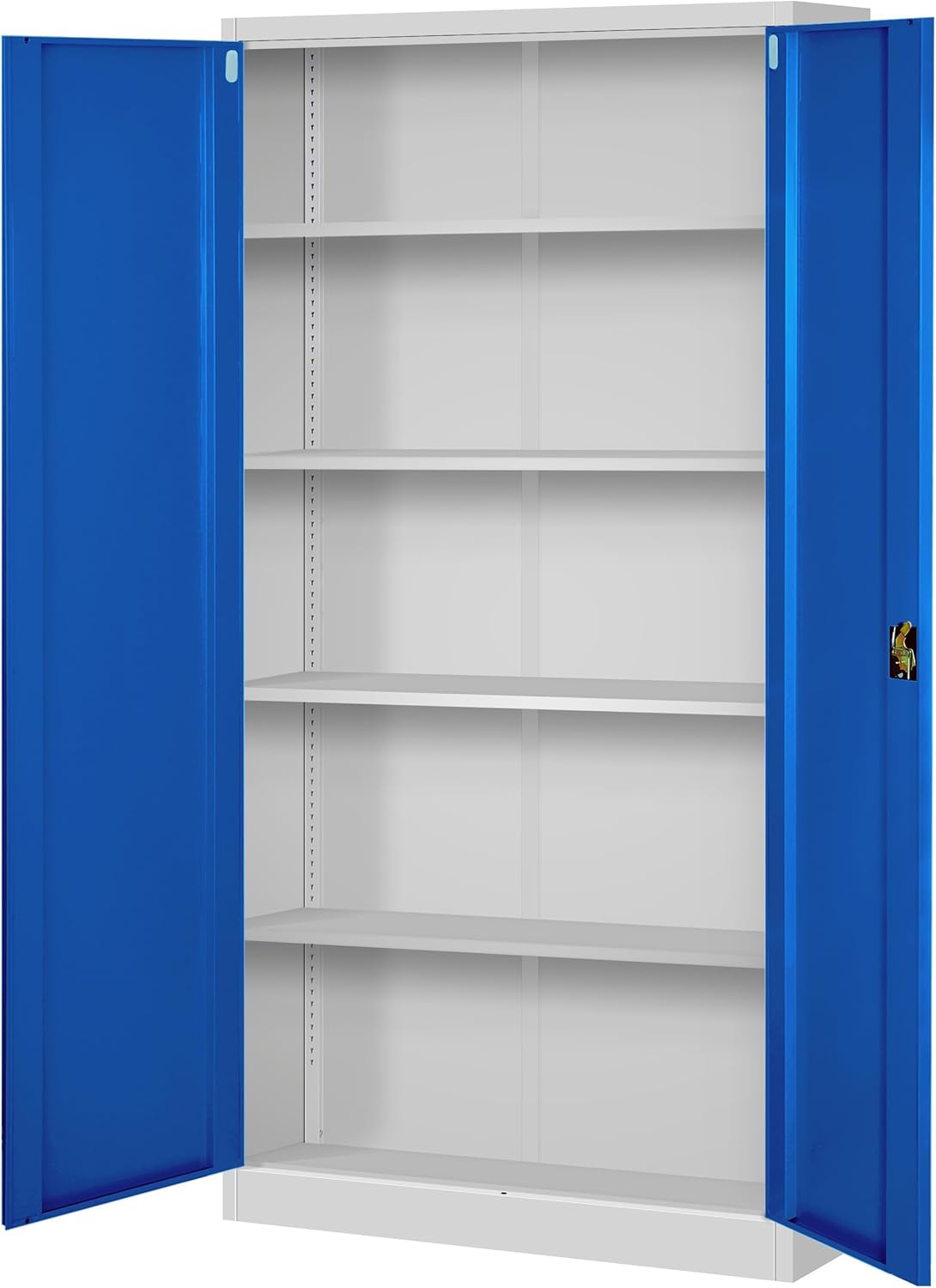 Set de 2 Armoire de Bureau de Rangement Métallique 4 étagères réglables 185 cm x 90 cm x 40 cm Gris-Bleu - 4
