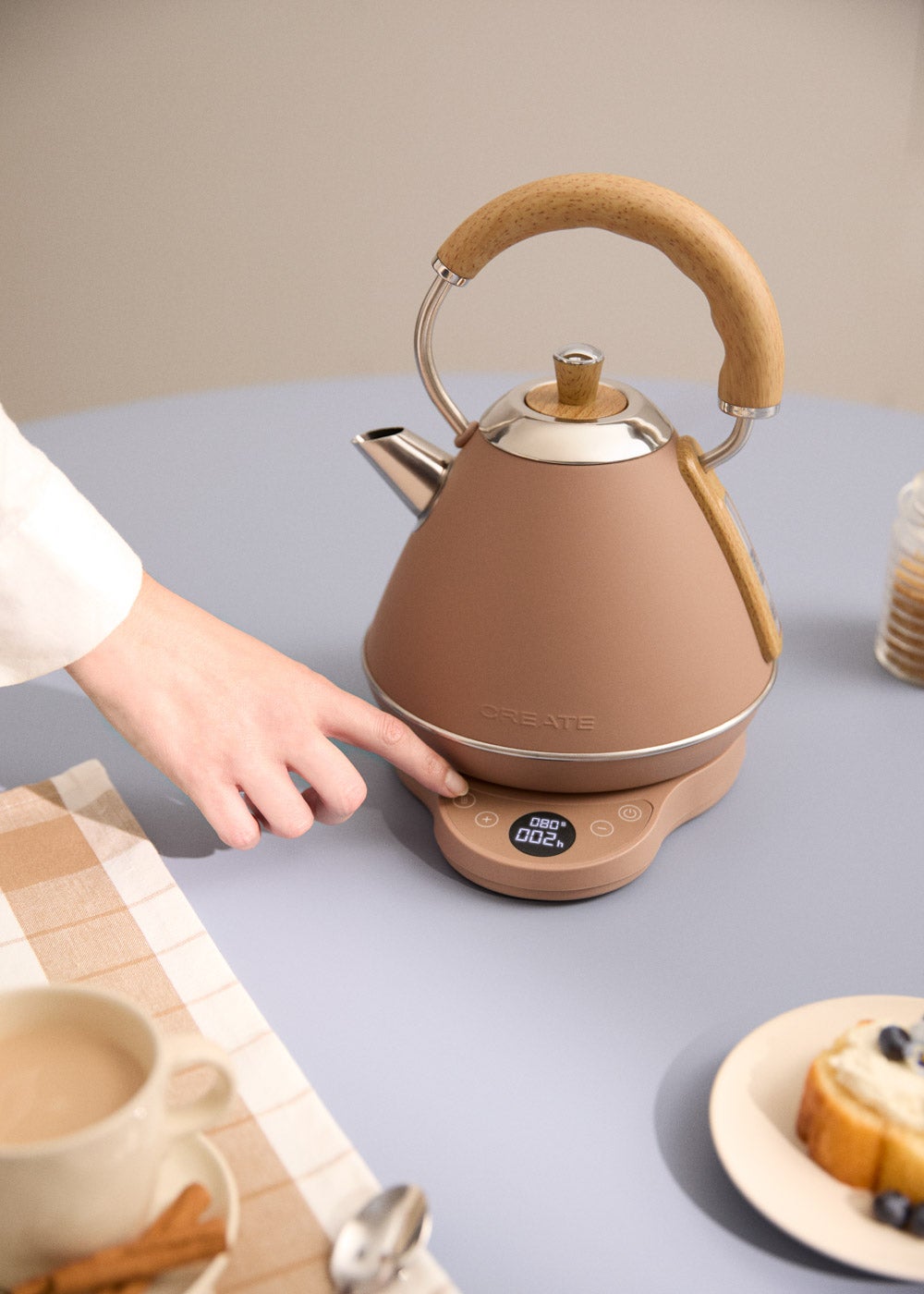 CREATE - KETTLE RETRO PRO - Bouilloire électrique 1 L avec contrôle de température - Moka - 3