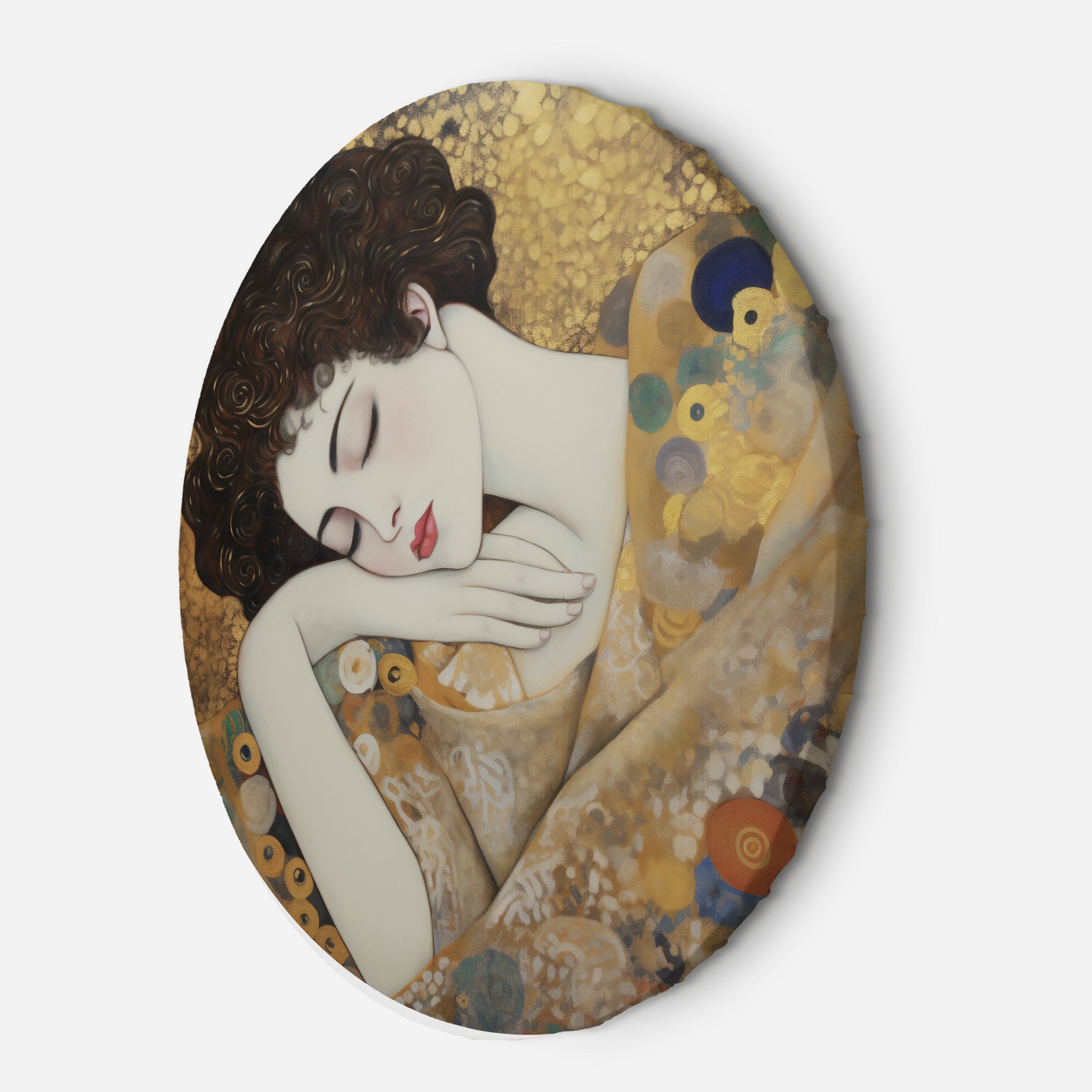Okrągly obraz, - Kobieca twarz - G. Klimt 60x60