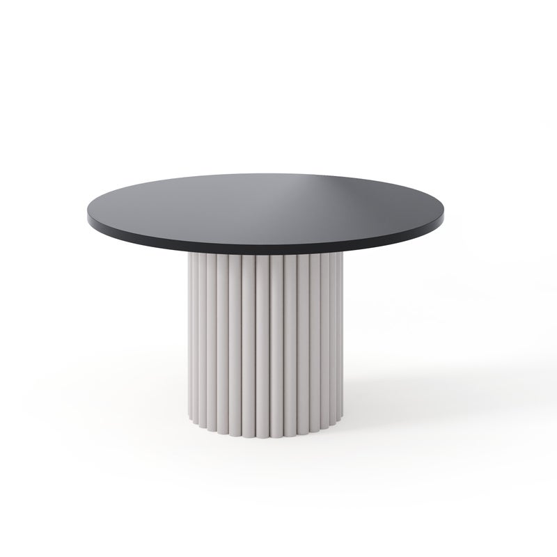 Stolik VIRELO z Kaszmirową Podstawą i Kontrastowym Czarnym Blatem – Elegancja do Wnętrz Premium