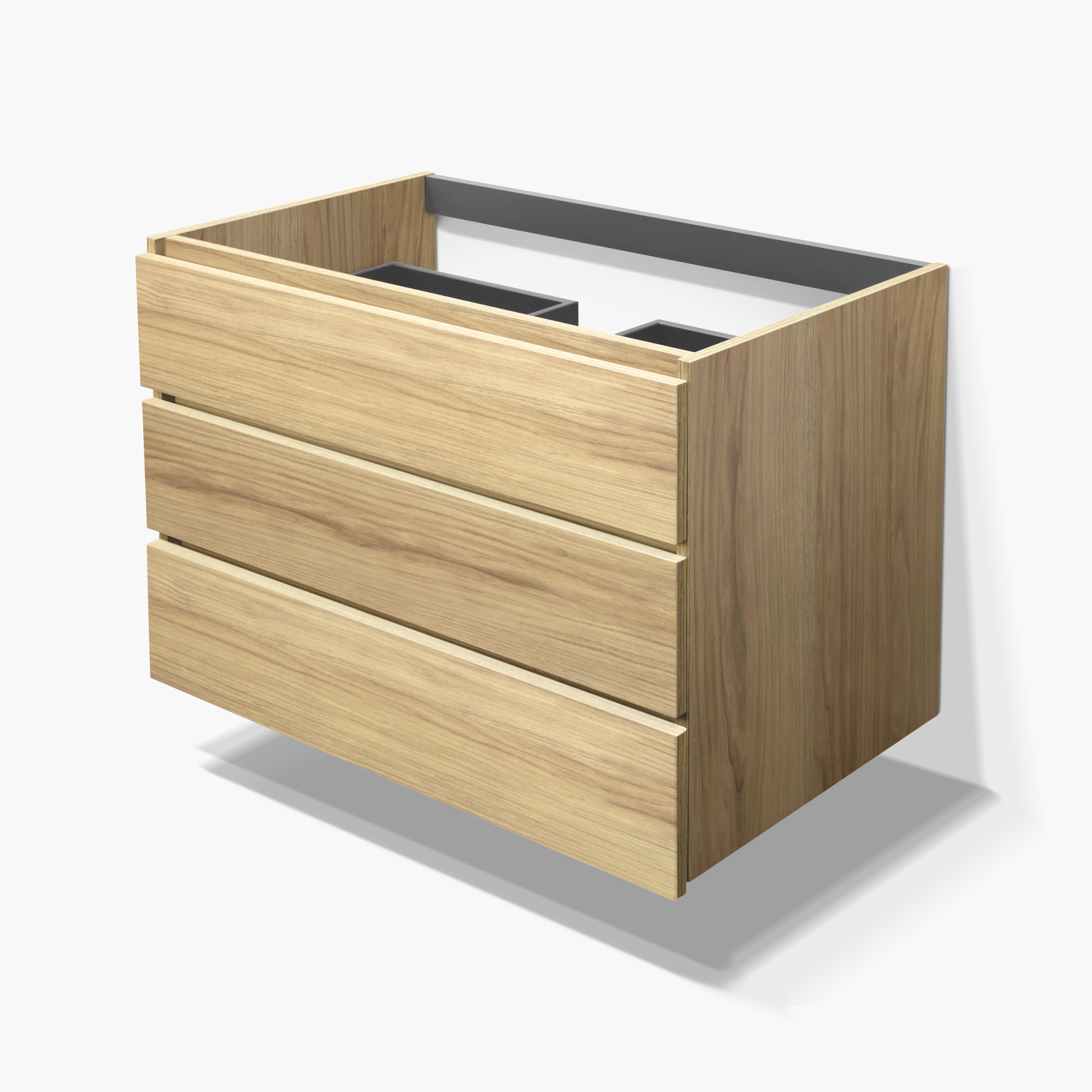Feel Your Bath, Meuble SDB Effet Bois 80 cm + Vasque Céramique Blanc Brillant – 3 Tiroirs et Pieds, Spacieux - 5
