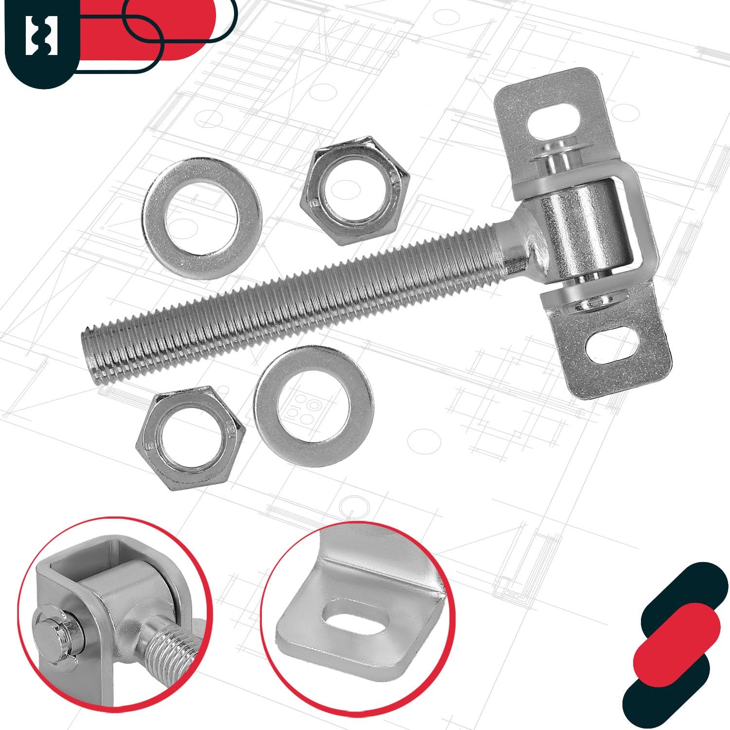 Charnière de portail galvanisées réglable M12 115mm, la solution parfaite pour tout type de portail - KOTARBAU - 5