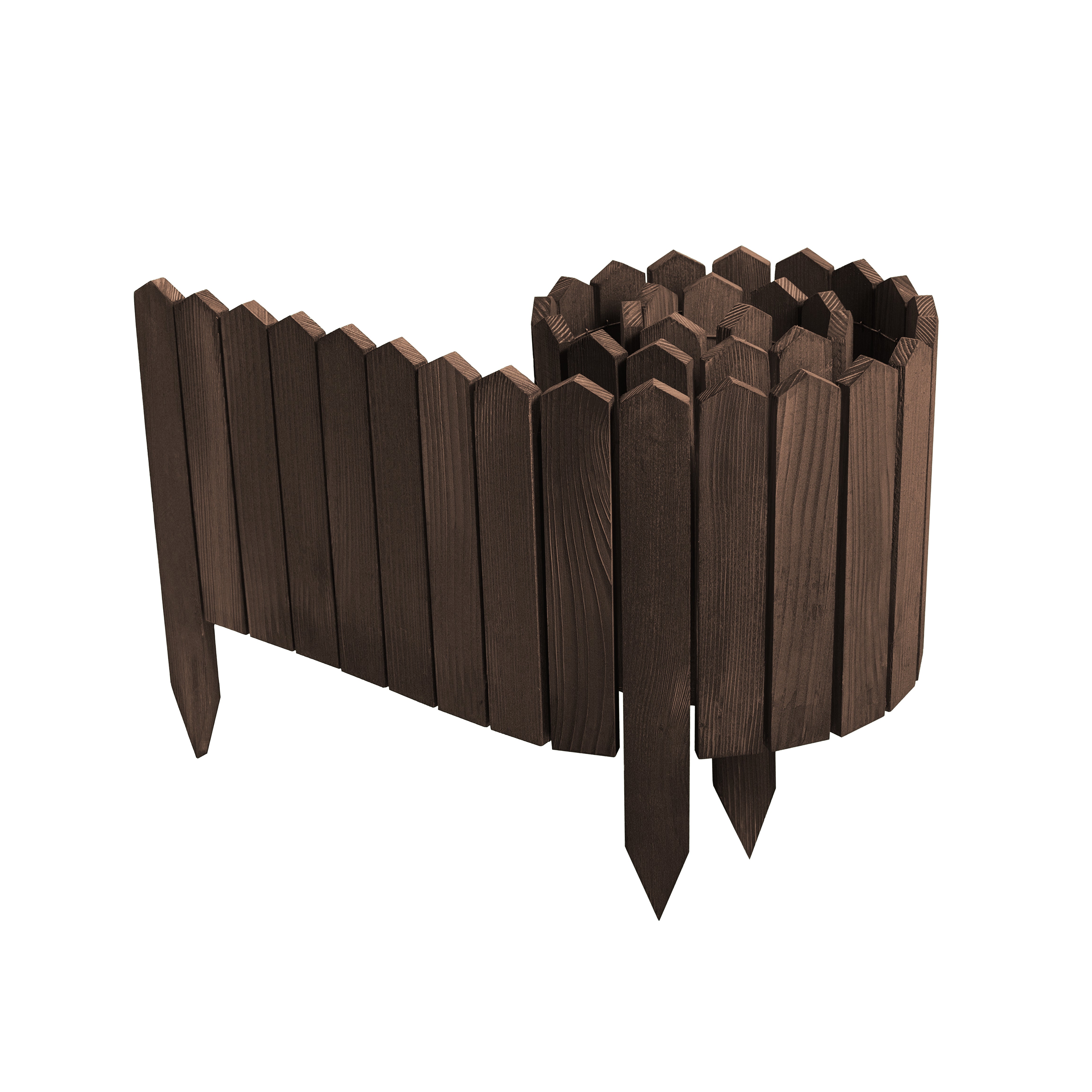 Rollborder lattes en bois | 10 cm de haut et 200 cm de long | Clôture en bois | Clôture parfaite comme bordure de jardin en osier | Marron foncé - 3