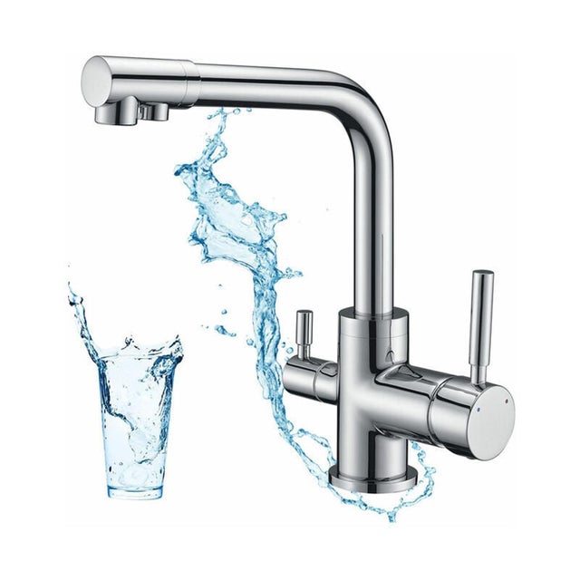 Mitigeur de cuisine pour système d'osmose robinet 3 voies noir eau propre