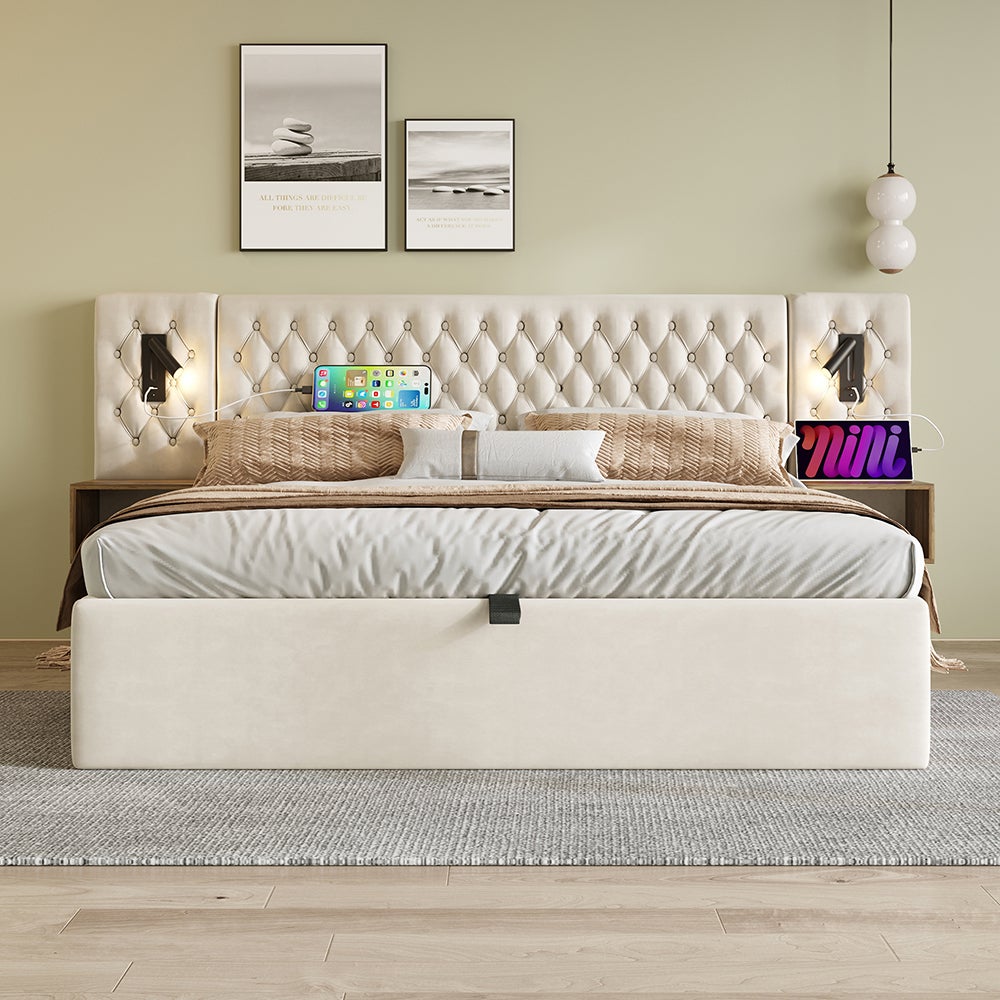 Lit hydraulique 160 x 200 cm, avec table de nuit, liseuse, fonction de — free download
