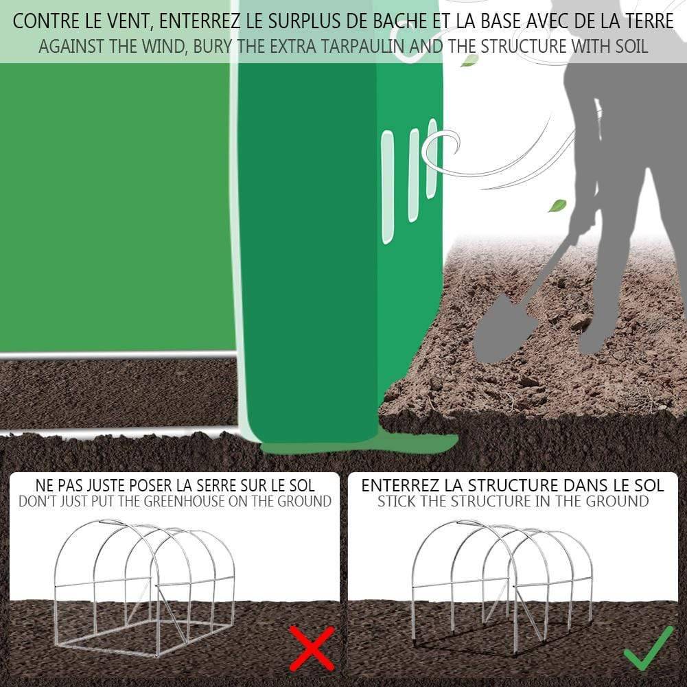 Serra da Giardino Tunnel, Serra per Orto, Piante Verde e Frutto, 3x3x2m 9m² - 5