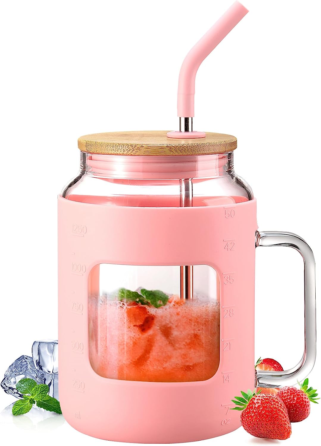 Tazza in vetro da 550 ml/400 ml con coperchio e cannuccia, trasparente