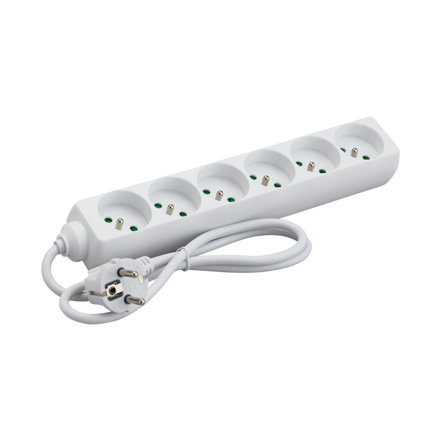 BLOC 6 PRISES 2P+T 16A 1M BLANC