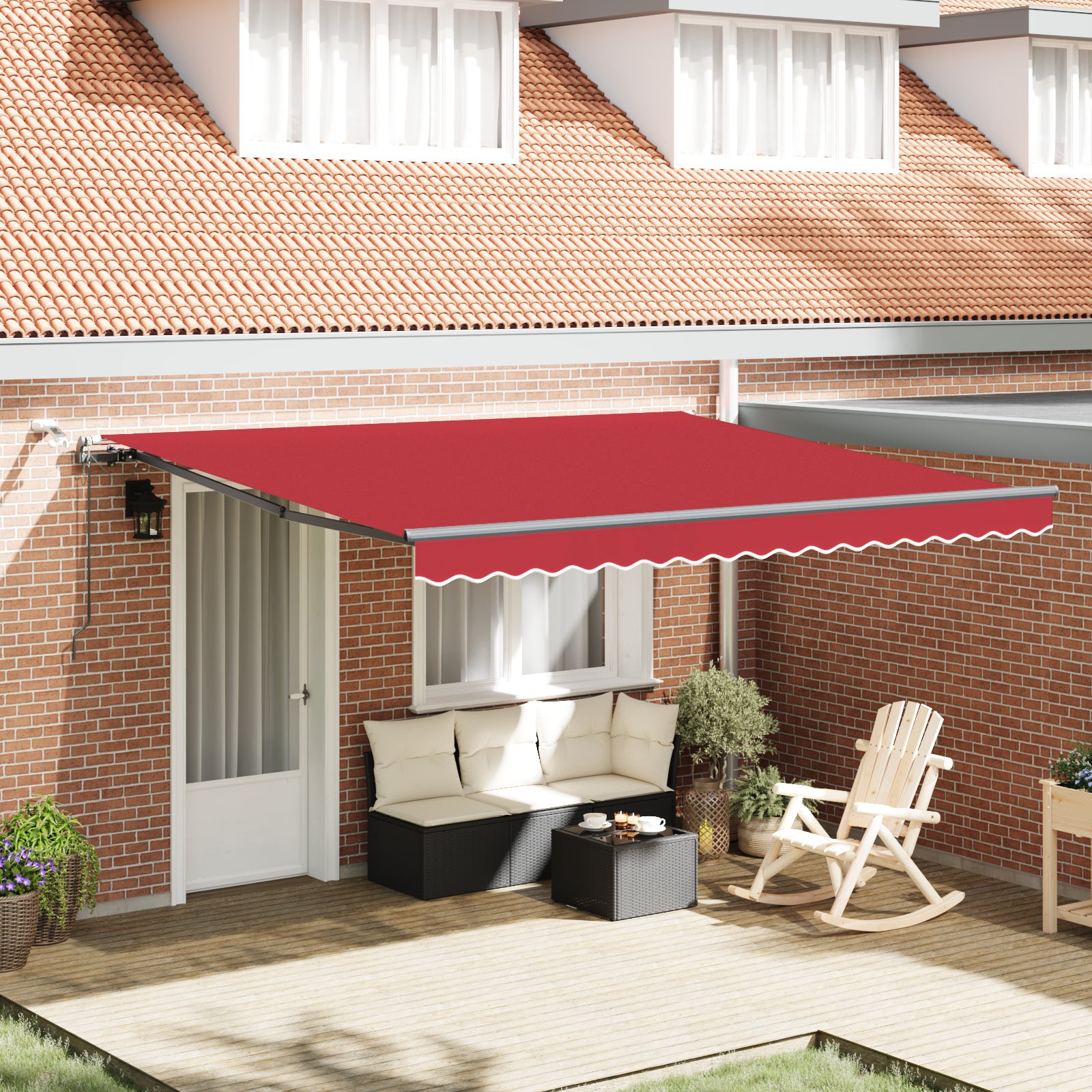 Toldo retráctil automático vidaxl con led rojo 400x300 cm, tejido de reemplazo para toldo vidaxl de 4x3 m rojo