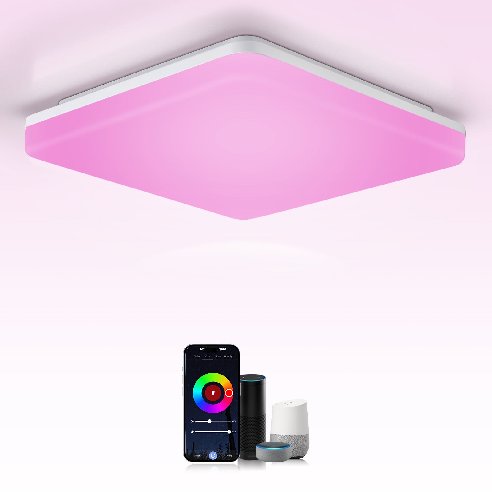 LOVHAUS Lampa Alexa, Inteligentna Lampa Sufitowa Regulowana RGB, 18W 1800LM, Lampa LED Sufitowa Kompatybilna z Alexa, Google Assistant i Aplikacją