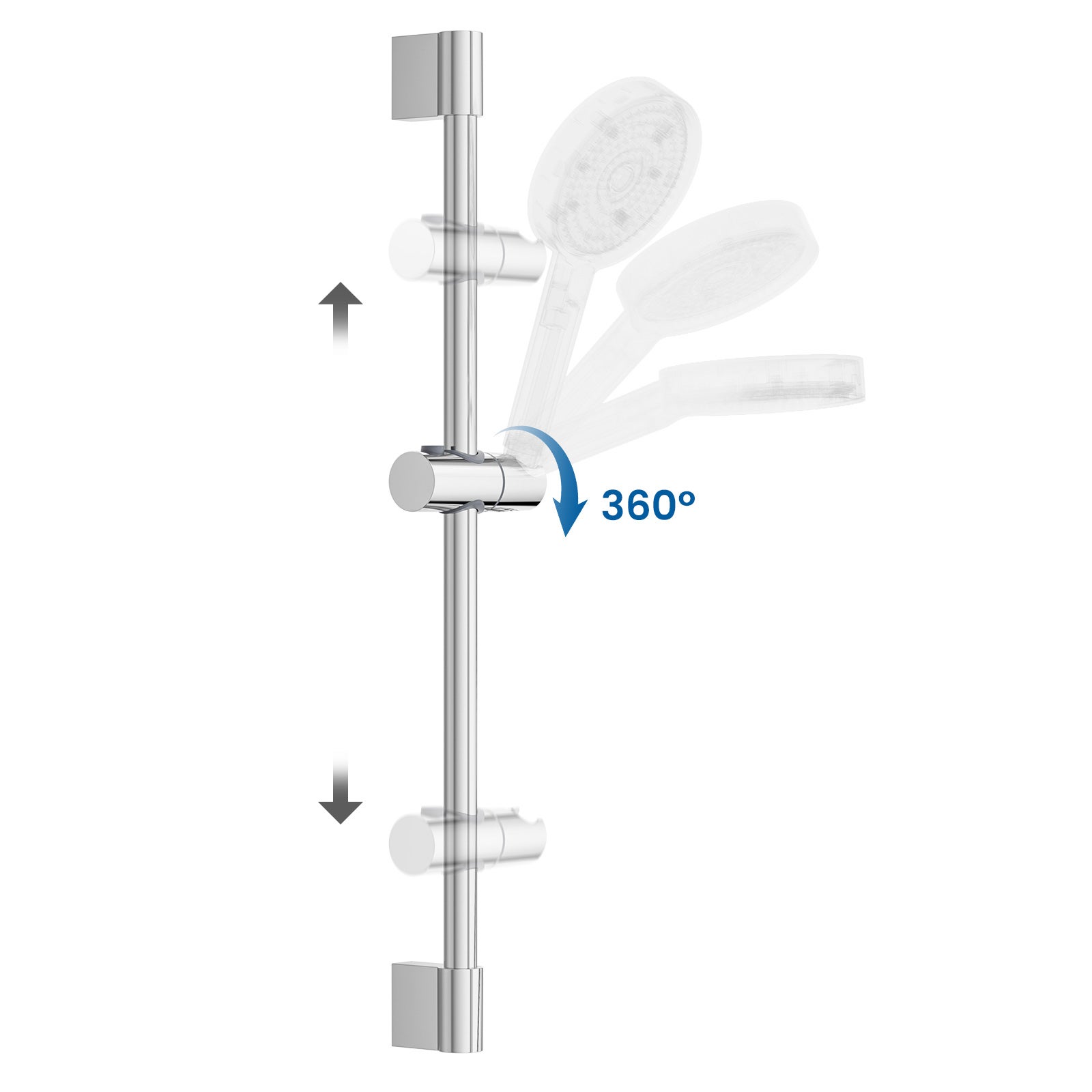 Asta Doccia In Acciaio Inox 304 - 70cm Regolabile, Senza Foratura, Con Supporto Girevole 360° - Foto 7