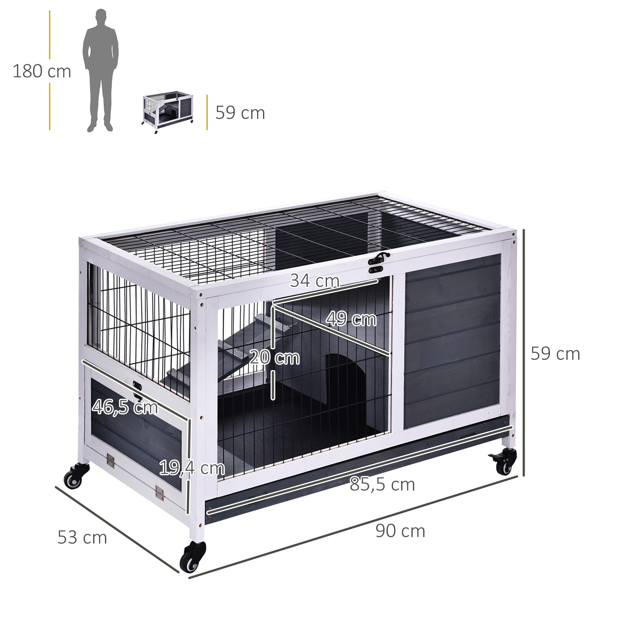 Liste Animaux Rongeurs Clapier à lapins, petit clapier pour animaux 90 x 53 x 59 cm avec toit ...
