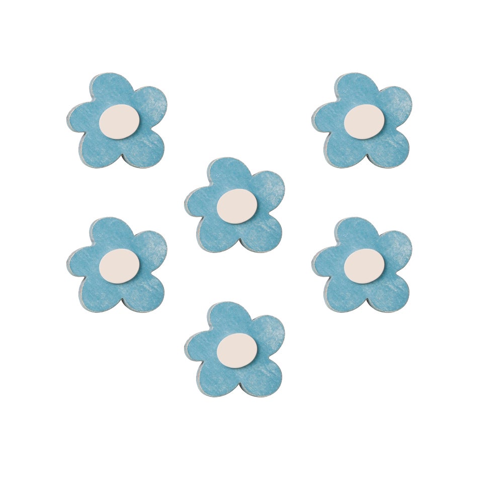 6 Boutons Poignées Meuble Fleur Bois Blanc Shabby Chic 54x52mm – Style Vintage Pour Tiroirs & Commdes