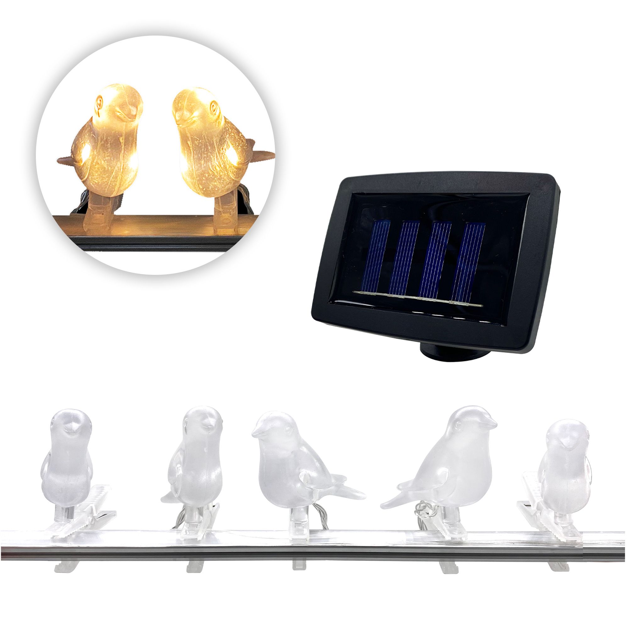 Ghirlanda luminosa uccelli solari FISHTEC 5 uccelli LED multicolore staccabili Pannello solare Decorazione giardino balcone terrazza - 2