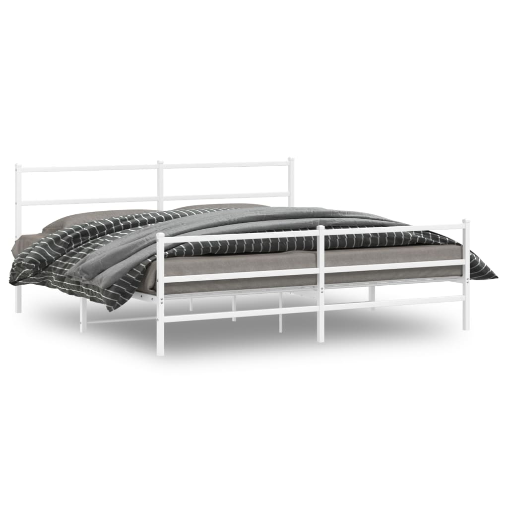 Łóżko Metalowe Białe Rama Łóżko Ze Stelażem Do Sypialni Pokoju 183x213