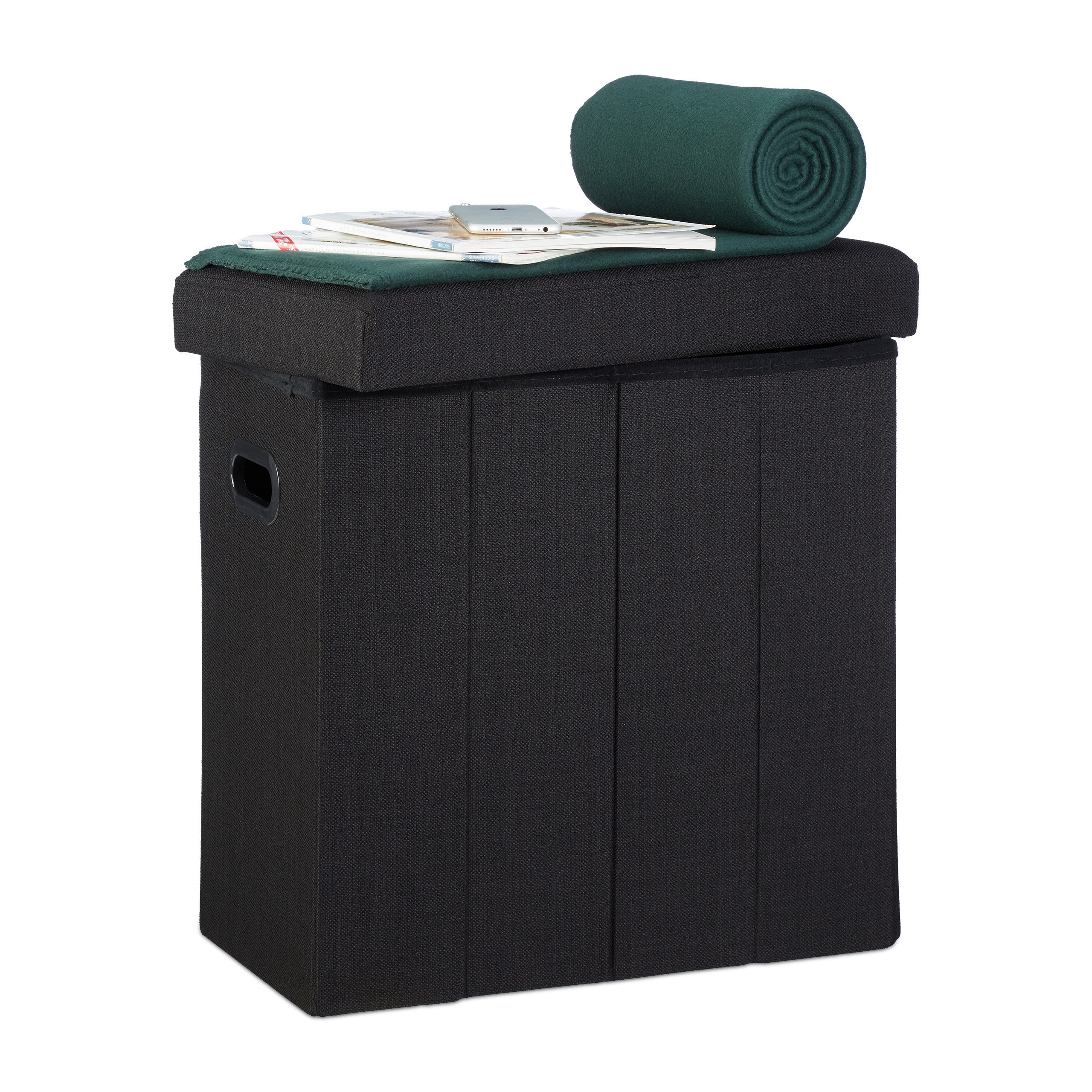 GMMH Sgabello Pieghevole Contenitore In Ecopelle Bianca, 49x31x31 Cm, Per Giocattoli E Biancheria