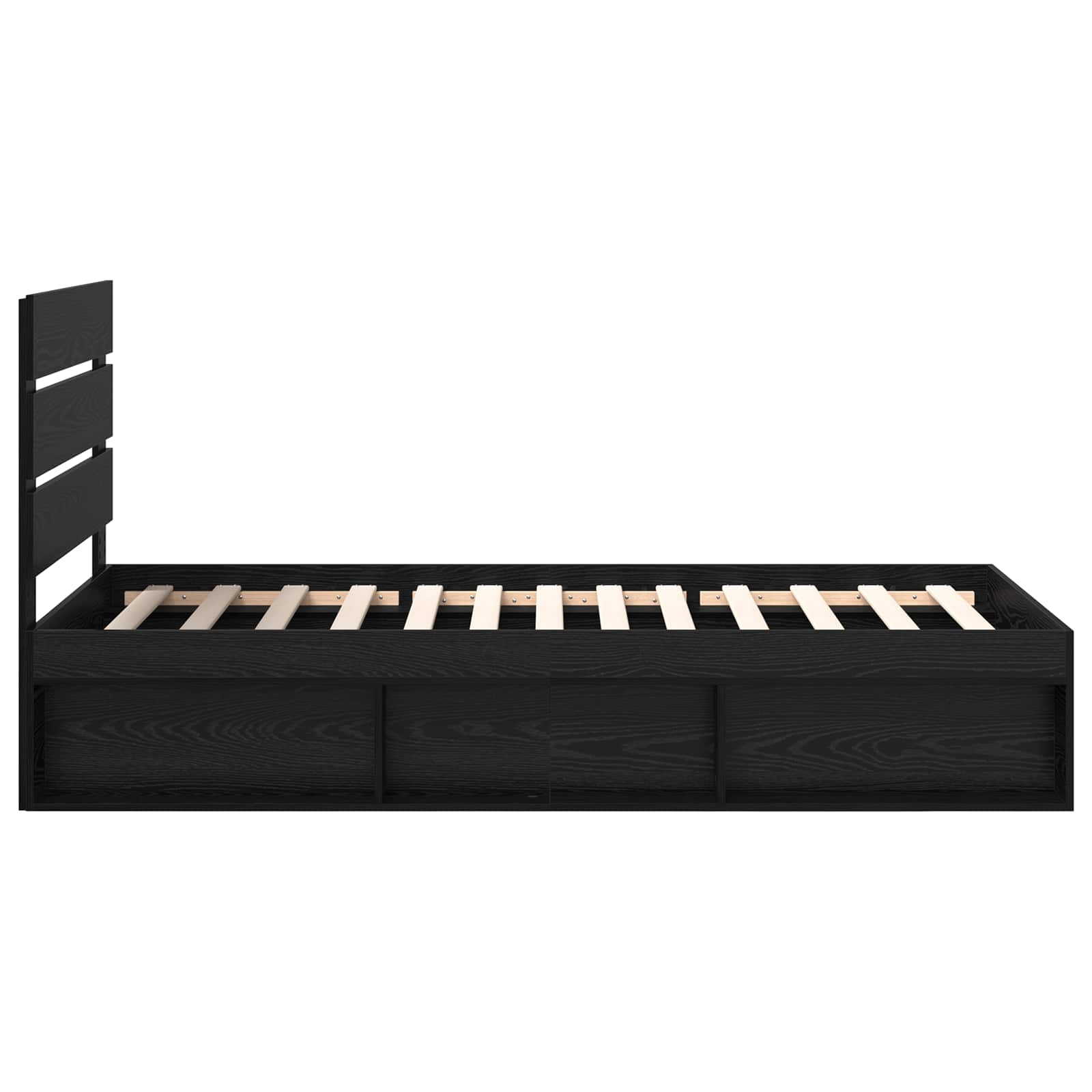 Cadre de lit noir 75 x 190 cm en bois de pin massif - 8