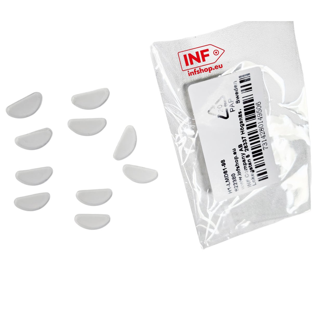Plaquettes nasales pour lunettes en silicone transparent 5 paires (15 mm) - 7