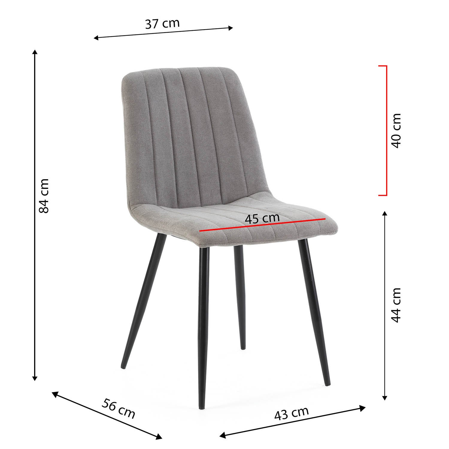Pack 4 chaises Sagi recouvertes de tissu gris - 4