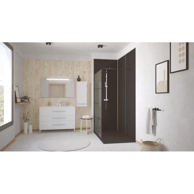 ONDEE ZEN - Panneau mural de salle de bain - bicolor - 1,2x2,55m - blanc et noir