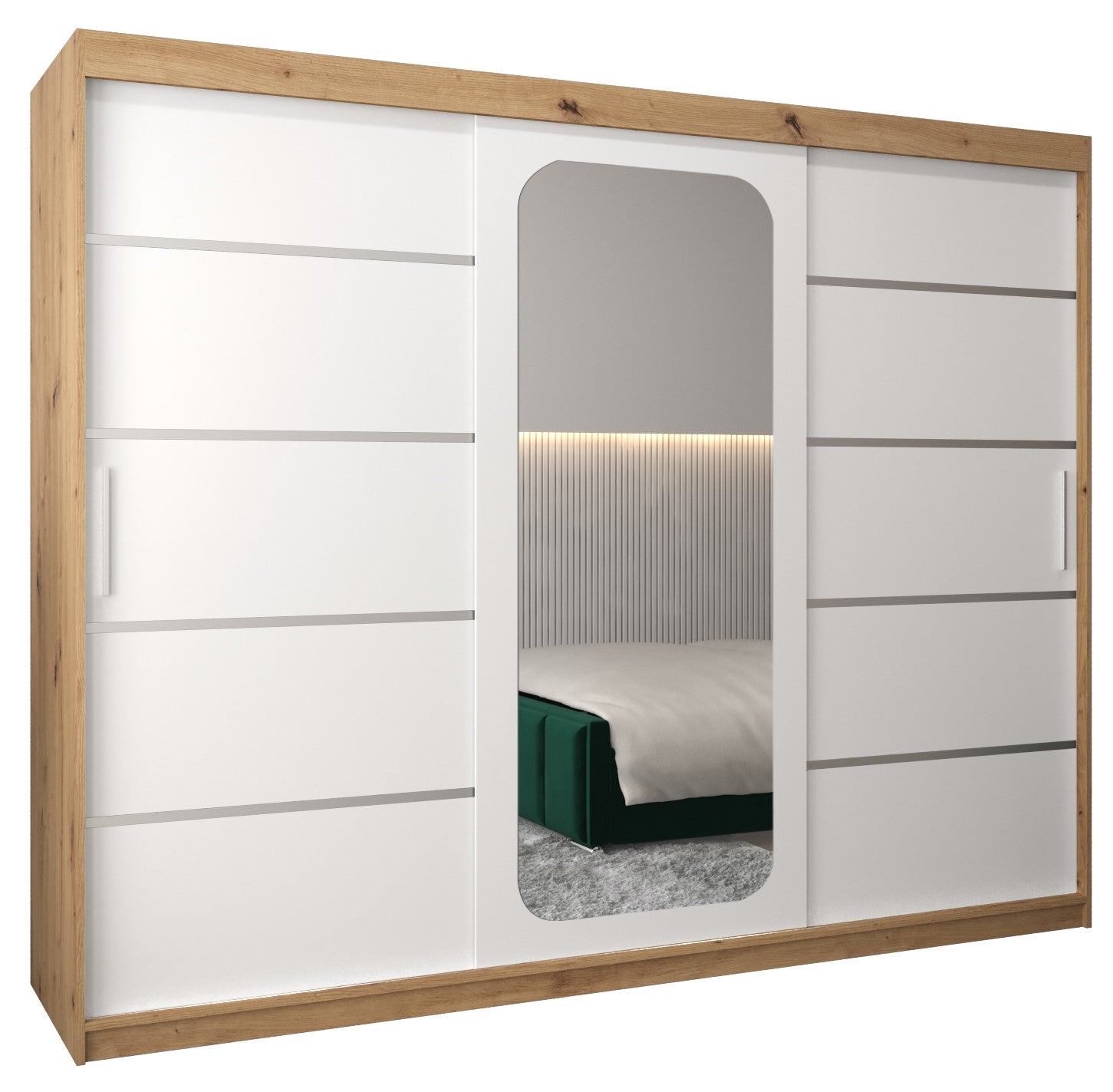 Szafa przesuwna garderoba PROMO V2 250 x 62 x 200 cm Artisan + Biały - Abiks Meble